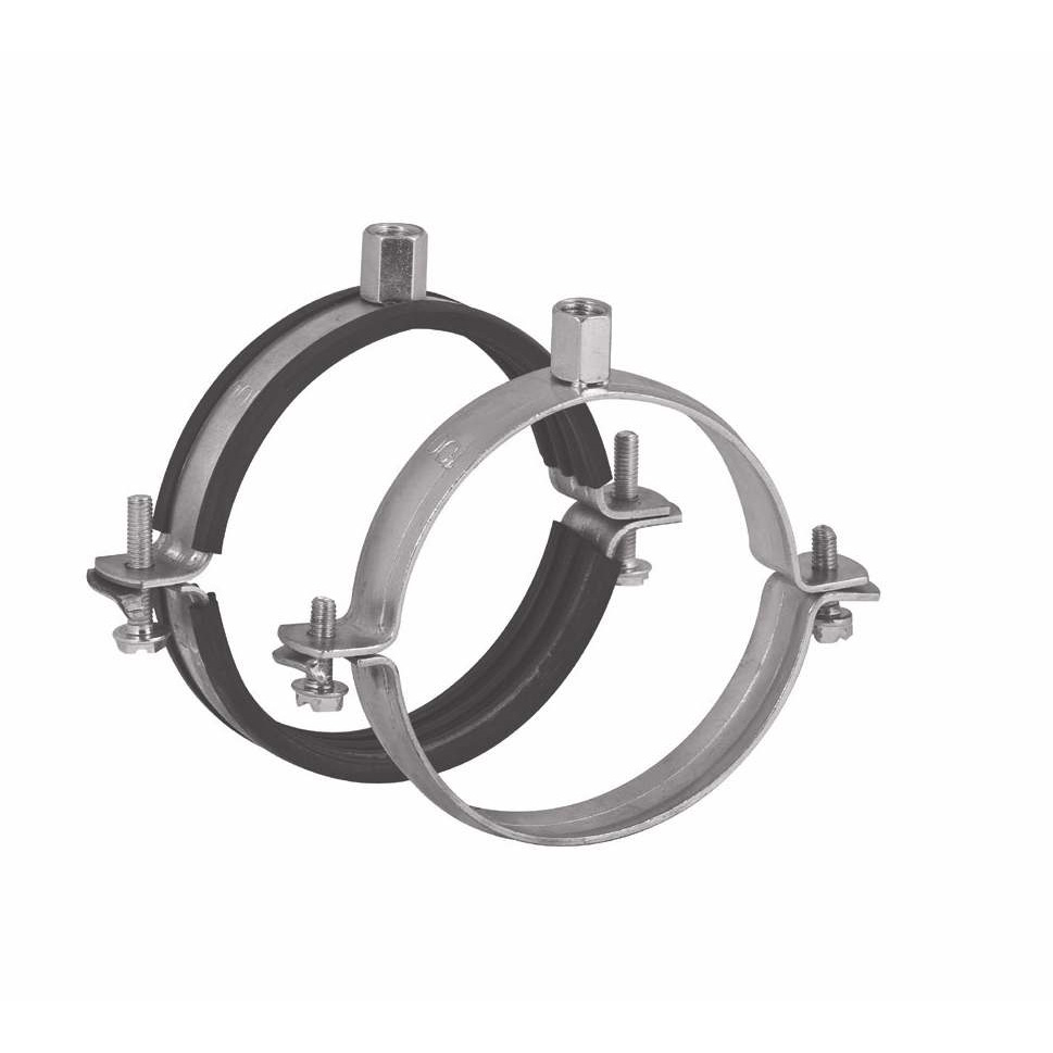 CLRL Pipe clamp with rubber (Suspension ring for round ducts. Consisting of two parts that are assembled with screws, with quick release system on one side)