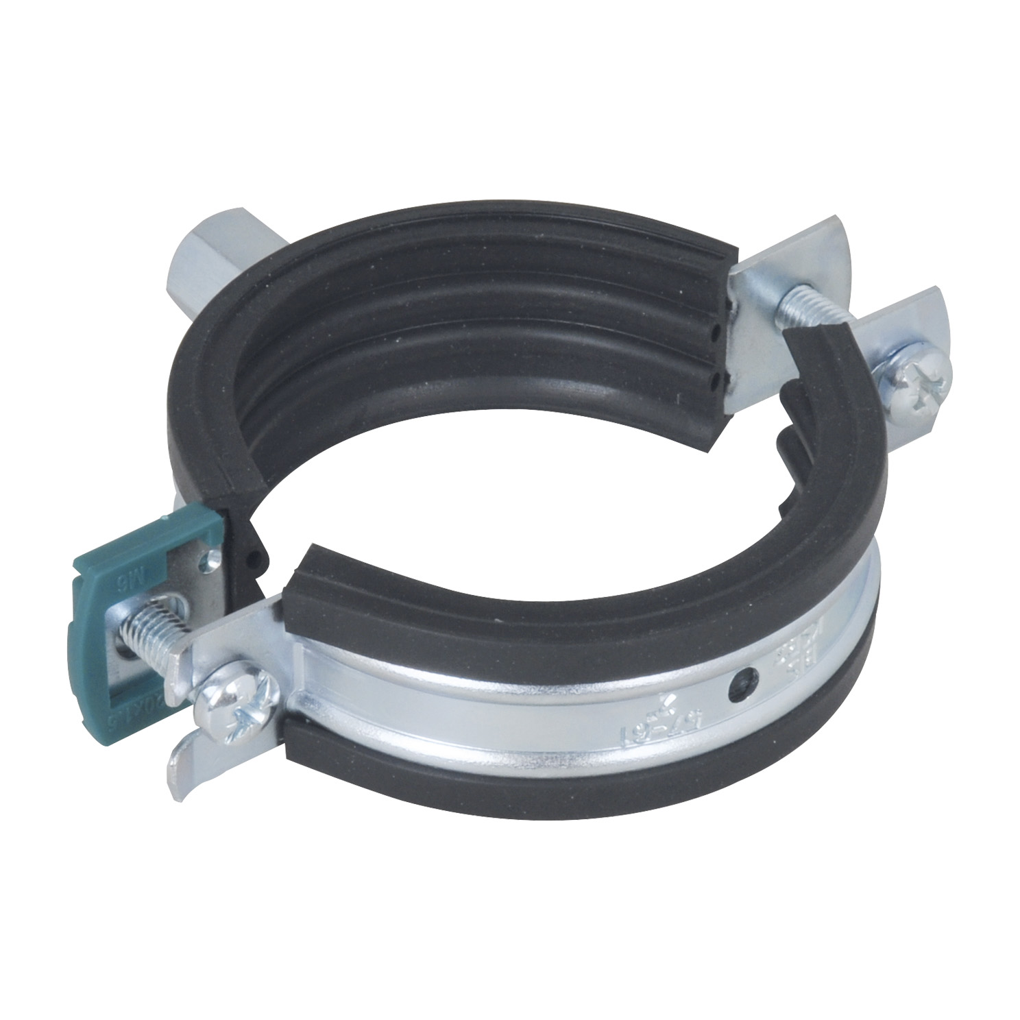 BIS KSB2 pipe clamp with rubber (Consisting of two parts that are assembled with screws, used for heavy ducts)